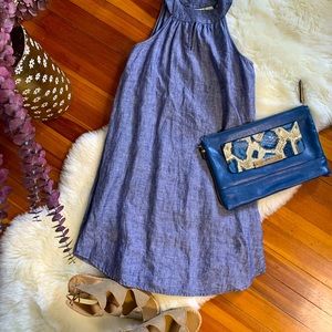 Linen denim halter dress